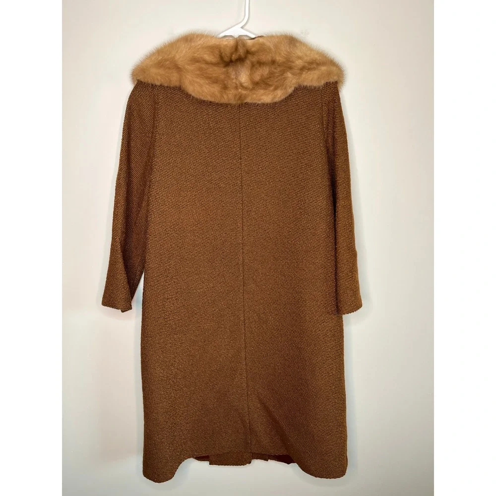1950s Gerber Presentation Heavy Wool Fur Collar Regency Glam Volup Swing Coat L